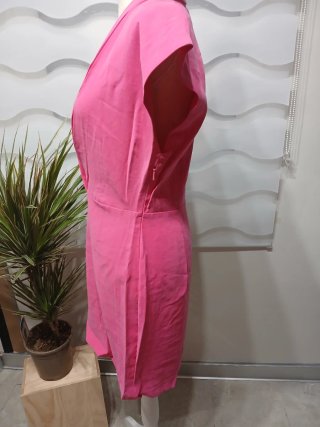 Vestido fucsia viscosa Mango