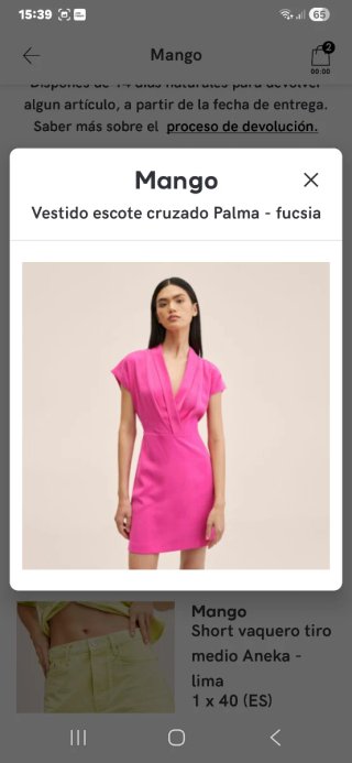 Vestido fucsia viscosa Mango