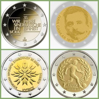 LOTE 6. 4 MONEDAS DE 2 EUROS SIN CIRCULAR