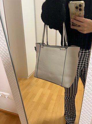 Bolso shopper gris/beige