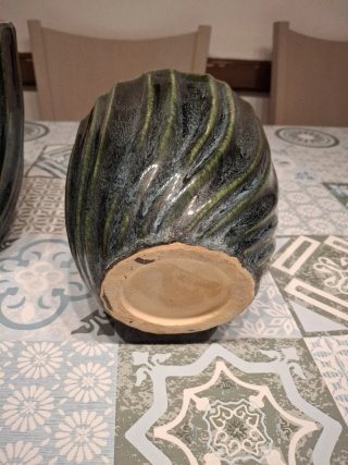 2 Maceteros de Cerámica Azul verdes