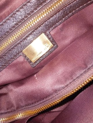 Borsa Fendi in pelle e montone marrone e crema