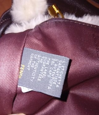 Borsa Fendi in pelle e montone marrone e crema