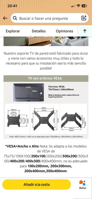 Soporte Pared TV Perlegear Full-Motion PGMFK6