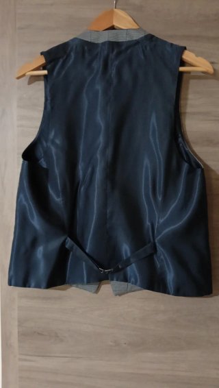 Chaleco de traje de novio boda gris y azul
