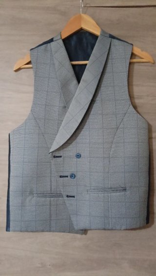 Chaleco de traje de novio boda gris y azul