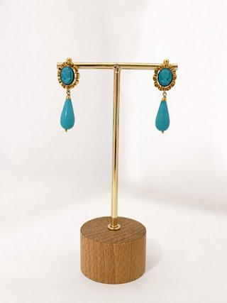 Pendientes Oro 18kl Coral Azul Ref. BARC-TRA1927