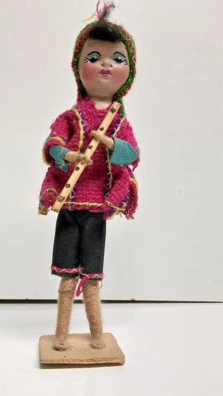Boneco Peruano Artesanal Vintage 20cm