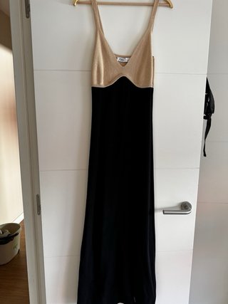 Vestido Zara Negro y Beige Talla s