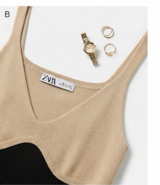 Vestido Zara Negro y Beige Talla s