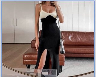 Vestido Zara Negro y Beige Talla s