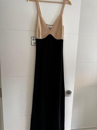 Vestido Zara Negro y Beige Talla s