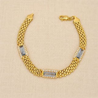Pulsera Oro 18k Aguamarinas Diamantes BARC-TRA2389