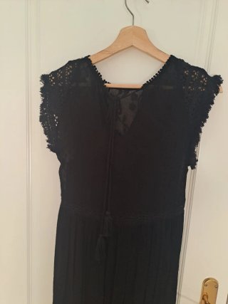 Vestido Zara Negro Midi Encaje