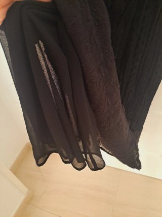Vestido Zara Negro Midi Encaje