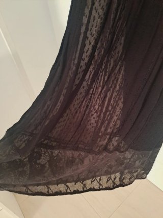 Vestido Zara Negro Midi Encaje