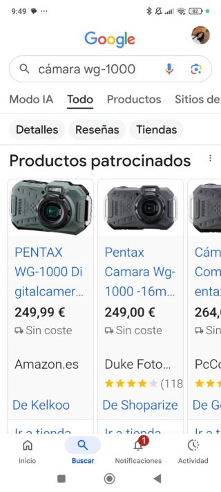 Cámara Pentax WG-1000 Waterproof 15m/50ft