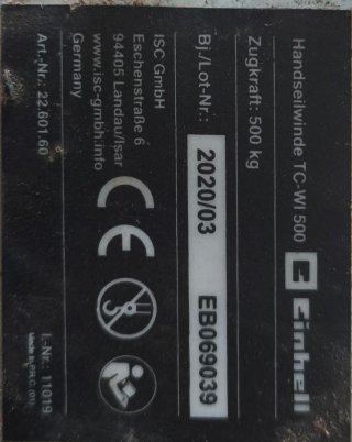Cabrestante manual Einhell TC-WI 500 – 500 kg