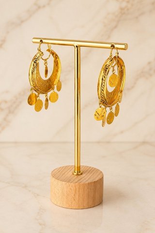 Pendientes aro con medallas oro 18kl BARC-TRA2385