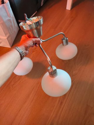 Lámpara de techo 3 luces cristal y metal
