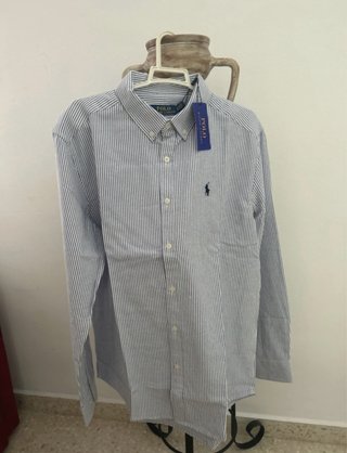 Camisa Polo Ralph Lauren Rayas Azul y Blanca