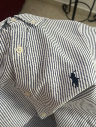 Camisa Polo Ralph Lauren Rayas Azul y Blanca