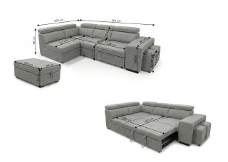 Sofá Cama Gris + Puff Arcon