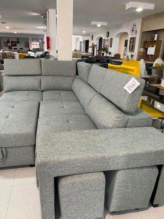 Sofá Cama Gris + Puff Arcon