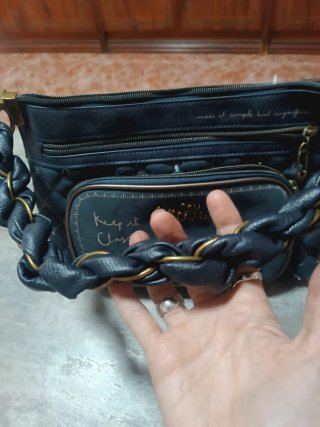 Conjunto Bolso y Monedero Anekke Azul y Dorado