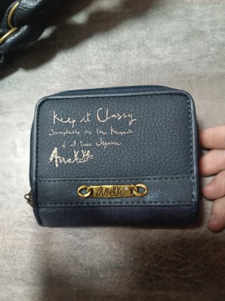 Conjunto Bolso y Monedero Anekke Azul y Dorado