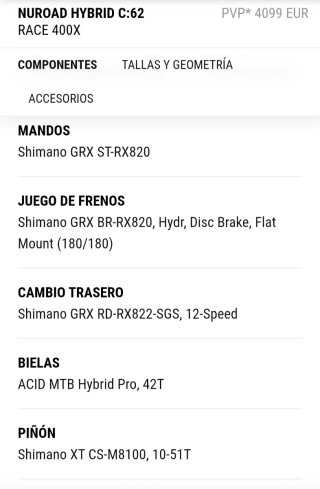 Cube Nuroad Hybrid Race 400x Talla L, bici gravel