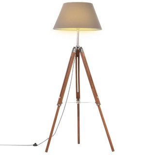 Lampada a Piantana Treppiede Marrone e Grigio in Legno di