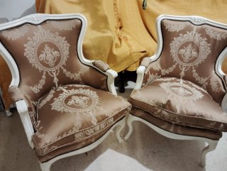 2 Sillones Vintage Tela y Madera