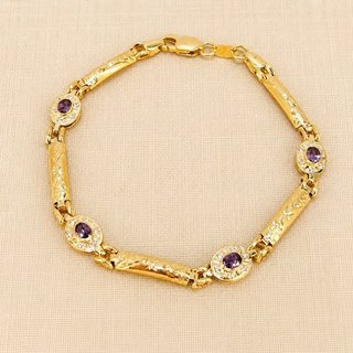 Pulsera Oro 18kl con piedras moradas BARC-TRA2372