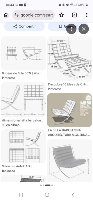 Silla Barcelona blanca y plateada