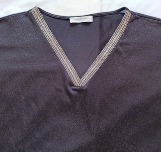Top Blusa Negra Brillos Noche Promod Talla XL