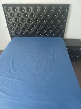 Cama Matrimonio Tapizada Negra