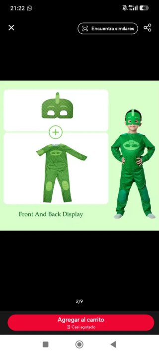 Disfraz PJ Masks Gekko Talla 4-6