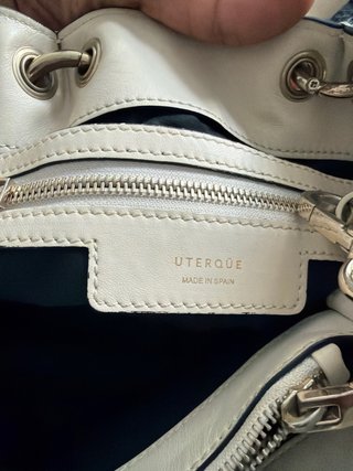 Bolso Uterqüe piel crema herrajes dorados