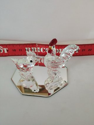 Coppia di figure Swarovski Galline