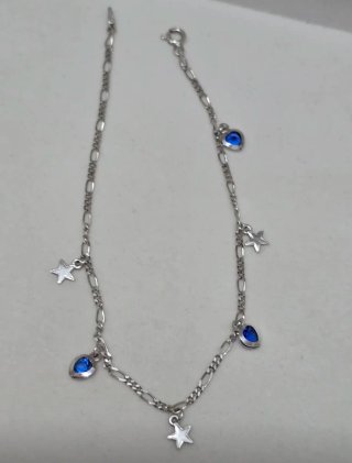 Tobillera Plata 925 Corazones y Estrellas
