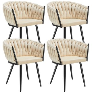 Set sedie da pranzo Astano in velluto, design a nodo