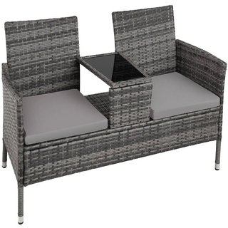 panca da giardino in polyrattan con tavolino · Vetro
