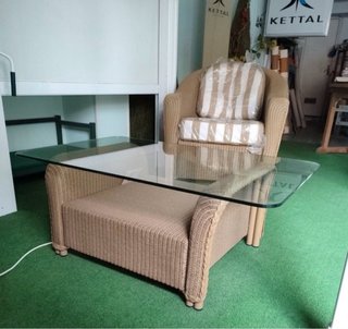 Mesa centro Kettal exterior mimbre y cristal