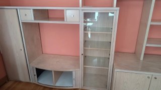 Mueble de salón modular madera y cristal