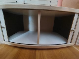 Mueble de salón modular madera y cristal