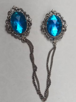 Broche Doble Antiguo con Cristales Azules