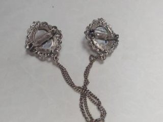 Broche Doble Antiguo con Cristales Azules