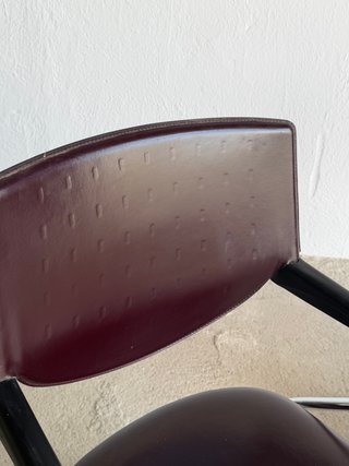 Silla Oficina Vintage 80s Cuero Marrón