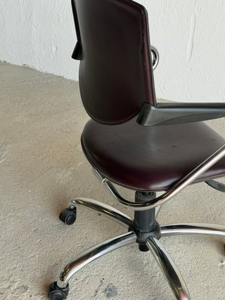 Silla Oficina Vintage 80s Cuero Marrón